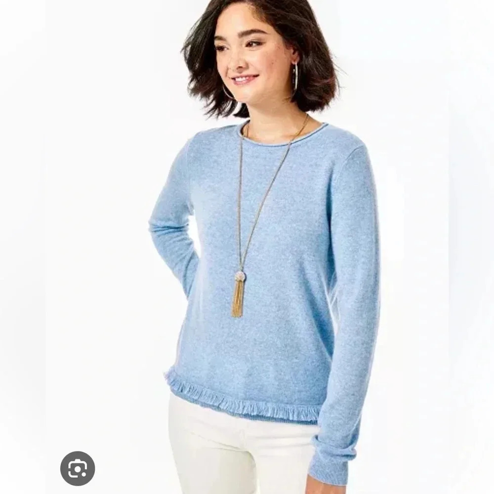 NWT Lilly Pulitzer heathered Oxford blue vista cashmere sweater sz lg